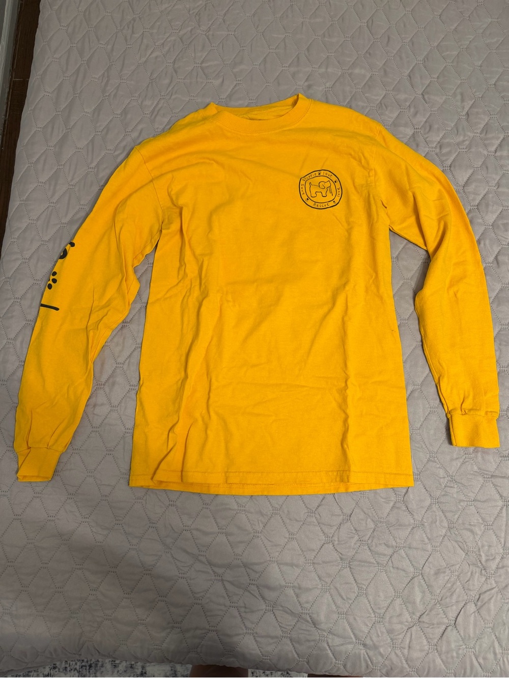 Puppie Love Fall Themed Yellow Long Sleeve Tee Women’s - Size S